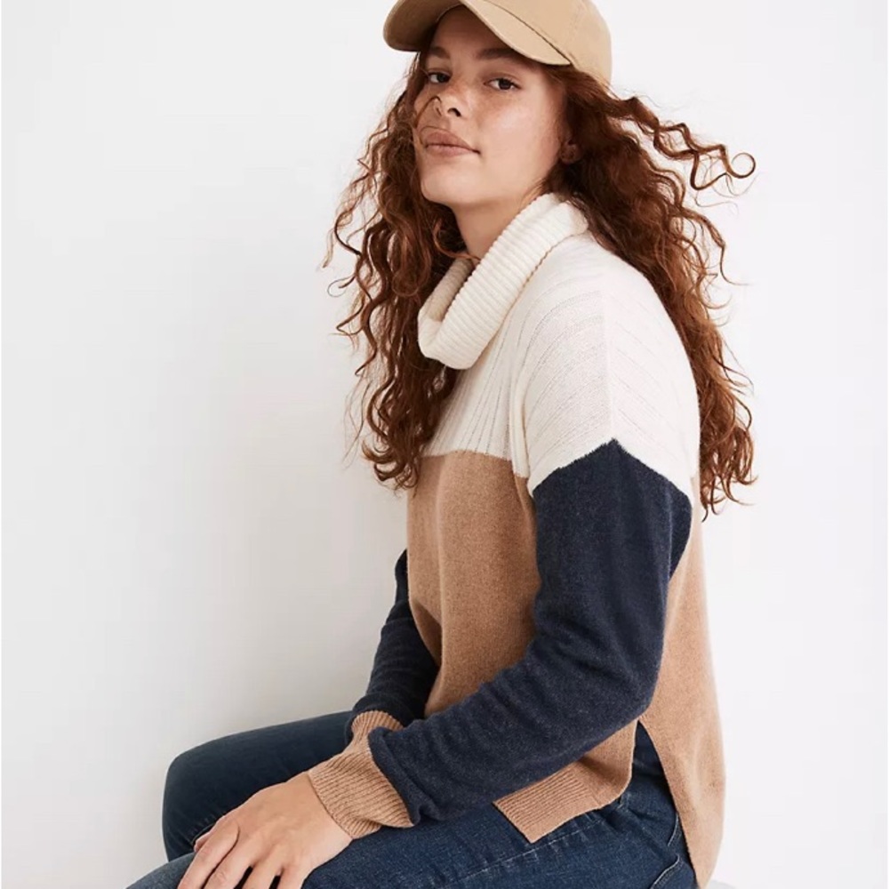 NWT Madewell Hickory Turtleneck Colorblock Sweater XS